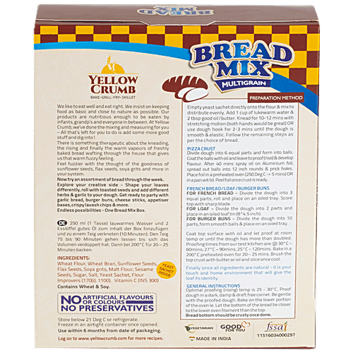 Yellow Crumb Bread Mix - Multigrain, 500 g No Preservatives, No Artificial Flavours