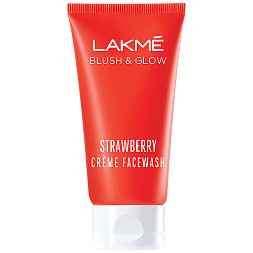 Lakme Blush & Glow Cream Face Wash - With Strawberry Extracts, Rich In Anti-Tanning Properties, 50 g