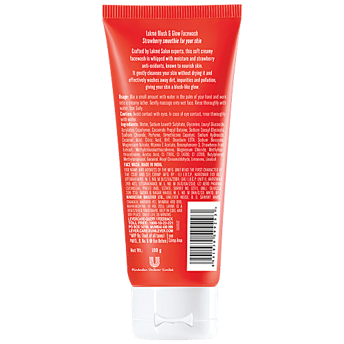 Lakme Blush & Glow Cream Face Wash - With Strawberry Extracts, Rich In Anti-Tanning Properties, 100 g  