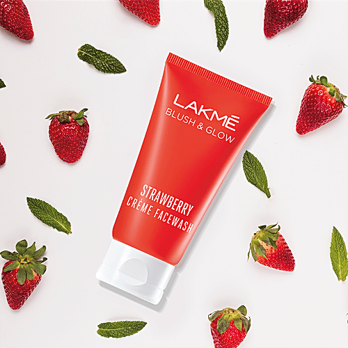 Lakme Blush & Glow Cream Face Wash - With Strawberry Extracts, Rich In Anti-Tanning Properties, 100 g  