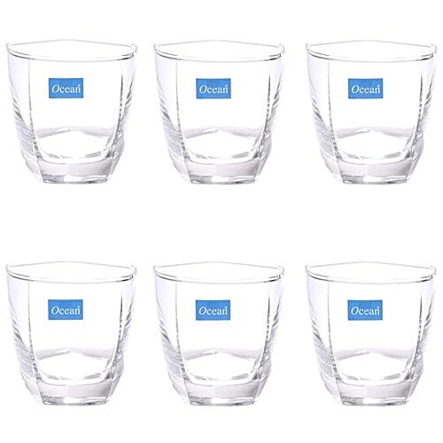 Ocean Whisky/ Juice Glass - Double Rock Sensation, 285 ml (Pack of 6) Dishwasher Safe
