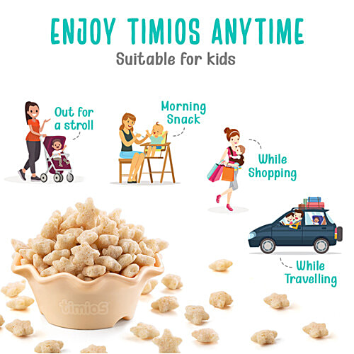 Timios Melts Non-Fried Whole Grain Snack - Flavoured with Banana & Strawberry, From 9 Months, Rich in Protein & Iron, 50 g  Rich in Protein & Iron