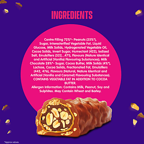 Cadbury Fuse Peanut & Caramel Filled Chocolate Bar, 23 g  