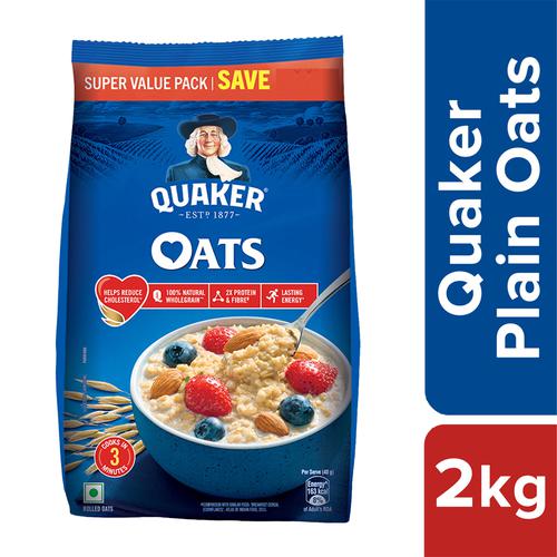 Quaker Rolled Oats - Rich In Protein, Nutritious, Easy To Cook, 2 Kg  2x Protein & Fiber