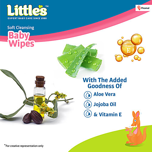 Little's Soft Cleansing Extra Thick & Moist Baby Wipes, 80 pcs  