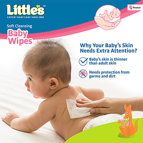 Little's Soft Cleansing Extra Thick & Moist Baby Wipes, 80 pcs  