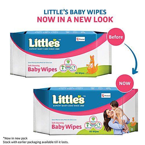 Little's Soft Cleansing Extra Thick & Moist Baby Wipes, 80 pcs  
