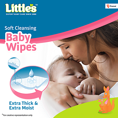 Little's Soft Cleansing Extra Thick & Moist Baby Wipes, 80 pcs  