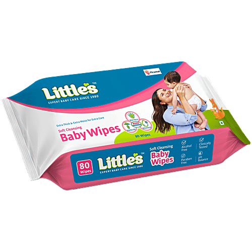 Little's Soft Cleansing Extra Thick & Moist Baby Wipes, 80 pcs  