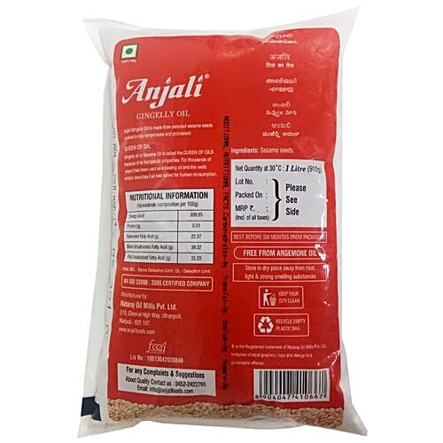 Anjali Oil - Gingelly, 1 L Pouch 