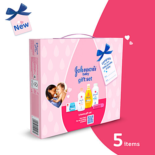 Johnson's baby Care-Collection-1-Mini Bath & Skin Care Gift Set - Pink, 5 pcs  
