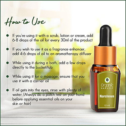 Organic Harvest Narcissus Essential Oil, 10 ml Free From Pesticides