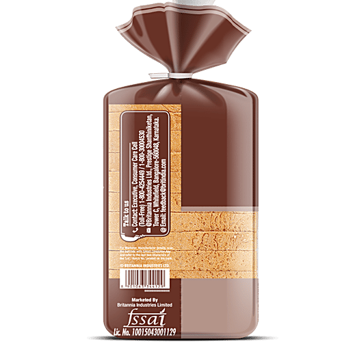 Britannia Whole Wheat Bread - No Maida, 400 g Pouch Source of Dietary Fibre