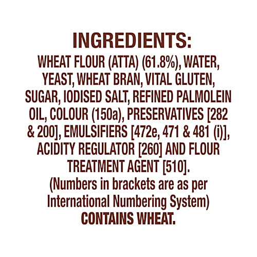 Britannia Whole Wheat Bread - No Maida, 400 g Pouch Source of Dietary Fibre