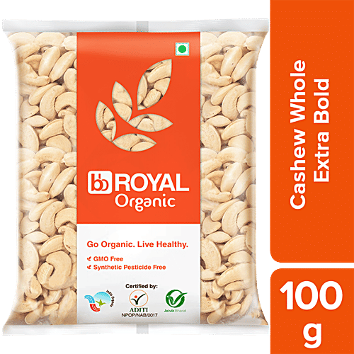 bb Royal Organic - Cashew/Kaju Whole Extra Bold, 100 g  