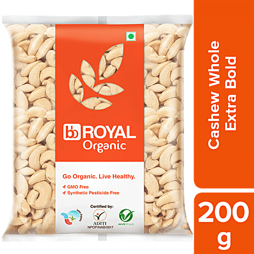 bb Royal Organic - Cashew/Kaju Whole Extra Bold, 200 g  