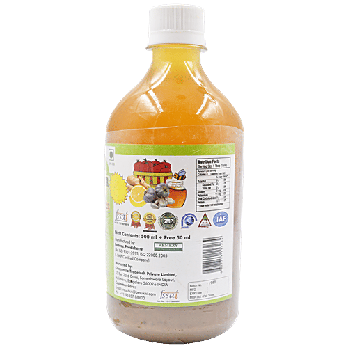 Zoe Apple Cider Vinegar - Raw Unfiltered Unpasteurized with Ginger, Garlic, Lemon & Honey, 500 ml  