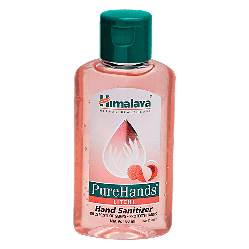 Himalaya Wellness Pure Hands Hand Sanitizer - Litchi, Kills 99.9% of Germs, 50 ml  