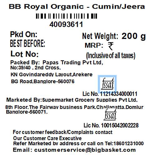 bb Royal Organic - Cumin/Jeera/Jeerige, 200 g  