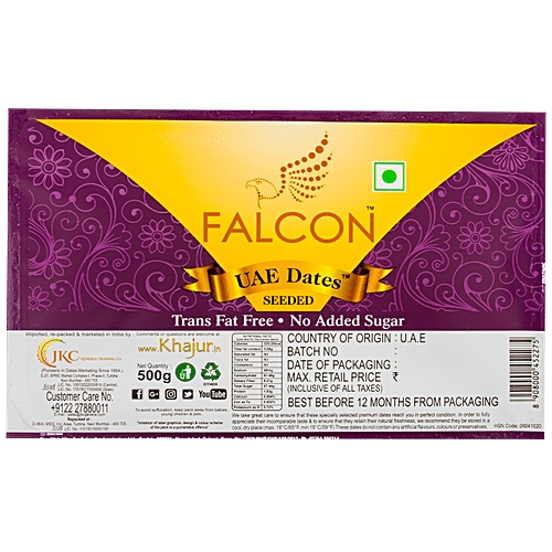 Falcon UAE Dates/Kharjura - Seeded, 500 g  Trans Fat Free, No Added Sugar