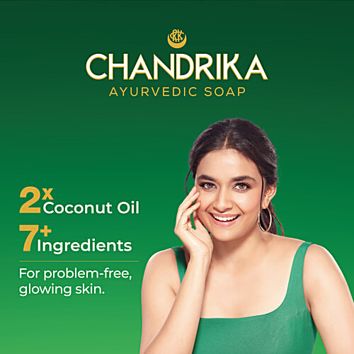 Chandrika Ayurvedic Soap with 2x Coconut Oil & Herbs, 75 g  For Problem Free Glowing Skin