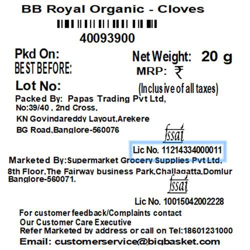 BB Royal Organic - Cloves/Lavanga, 20 g  