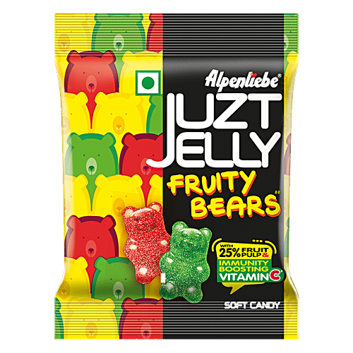Alpenliebe Juzt Jelly Soft Candy - Fruity Bears, 67.5 g Pouch Mixed Fruit, Cola, Orange Flavours, Immunity Boosting, Vitamin C Rich