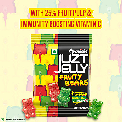 Alpenliebe Juzt Jelly Soft Candy - Fruity Bears, 67.5 g Pouch Mixed Fruit, Cola, Orange Flavours, Immunity Boosting, Vitamin C Rich