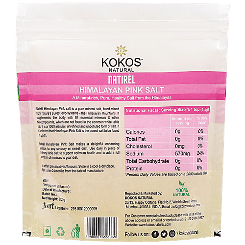 Kokos Natural Natirel Himalayan Pink Salt, 200 g (Pack of 2) 