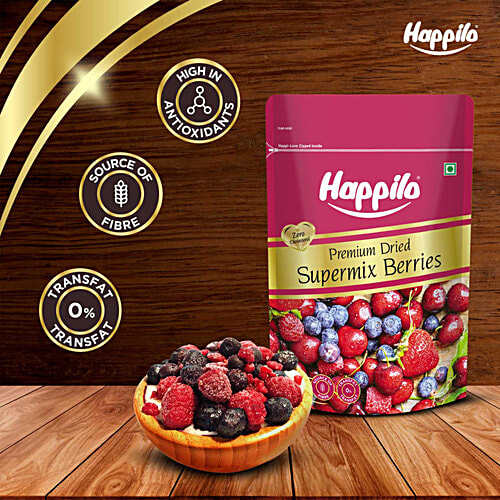 Happilo Premium Dried Supermix Berries, 200 g Feel Energetic
Build Immunity
High fibre Berries