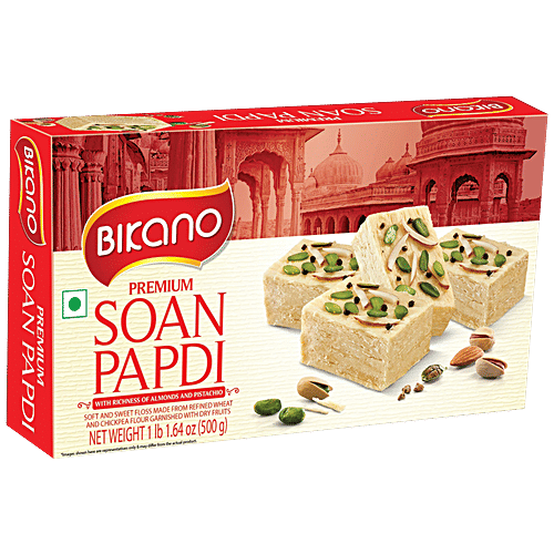 Bikano Premium Soan Papdi, 500 g Rich In Almonds & Pistachio