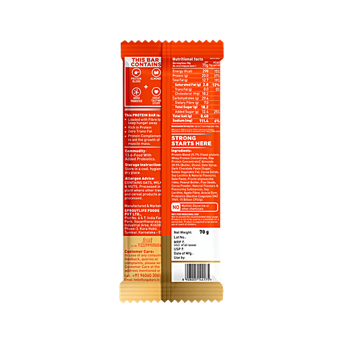Yoga Bar Almond Fudge Protein Bar, 70 g  Whey Protein, High Fibre
