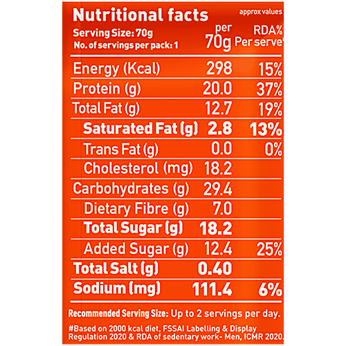 Yoga Bar Almond Fudge Protein Bar, 70 g  Whey Protein, High Fibre