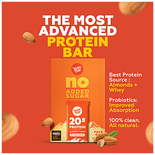 Yoga Bar Almond Fudge Protein Bar, 70 g  Whey Protein, High Fibre