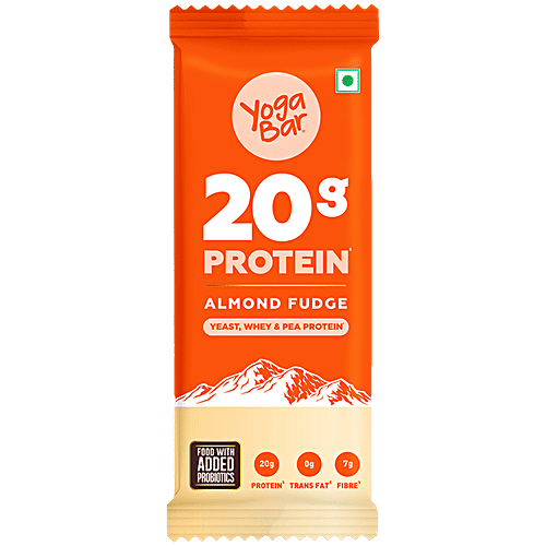 Yoga Bar Almond Fudge Protein Bar, 70 g  Whey Protein, High Fibre