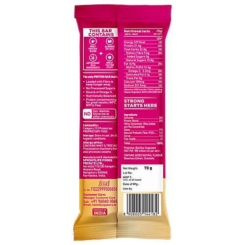 Yoga Bar Double Chocolate Protein Bar, 70 g  Whey Protein, High Fibre