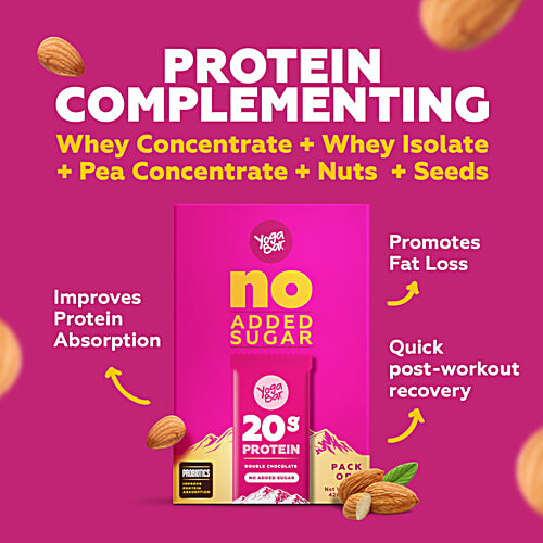 Yoga Bar Double Chocolate Protein Bar, 70 g  Whey Protein, High Fibre