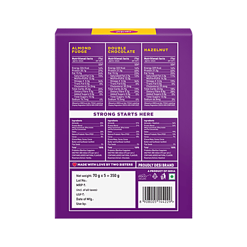 Yoga Bar 20g Protein Bars - Assorted, No Added Sugar, Loaded With Fibre, 70 g (Pack of 5) Whey Protein, High Fibre