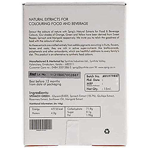 Sprig Plant-Based Food & Beverage Colouring - Natural, Spinach Green, For Baking Use, 15 ml  