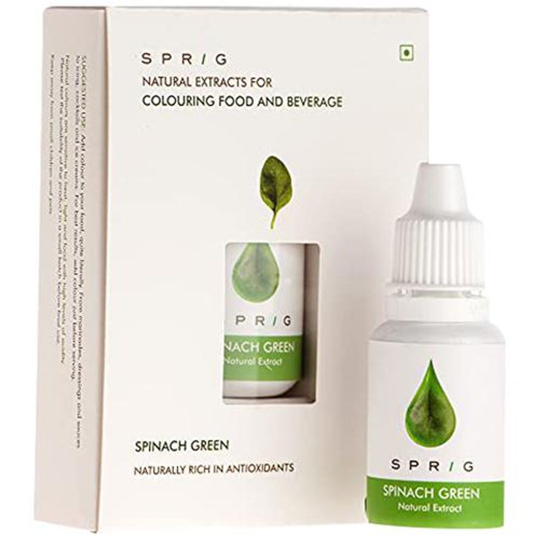 Sprig Plant-Based Food & Beverage Colouring - Natural, Spinach Green, For Baking Use, 15 ml 