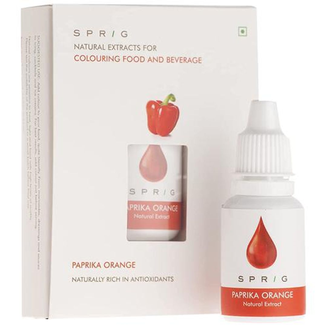 Sprig Plant-Based Food & Beverage Colouring - Natural, Paprika Extract, Orange Red, 15 ml 