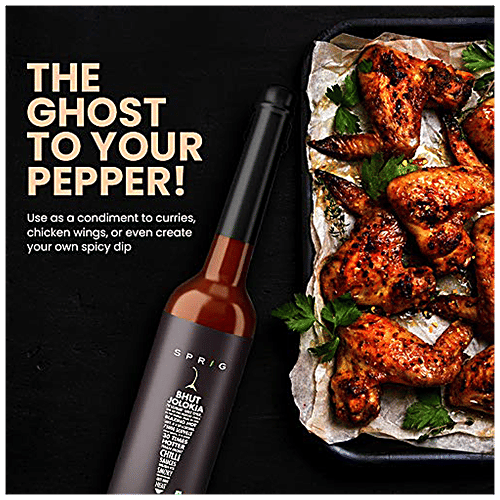 Sprig Bhut Jolokia Sauce - Made From Ghost Peppers, Used As Condiment, Marinade or Dip, 120 g  No Trans Fat