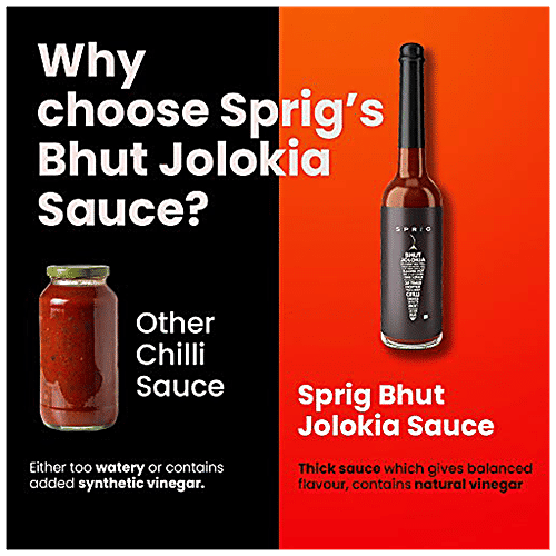 Sprig Bhut Jolokia Sauce - Made From Ghost Peppers, Used As Condiment, Marinade or Dip, 120 g  No Trans Fat