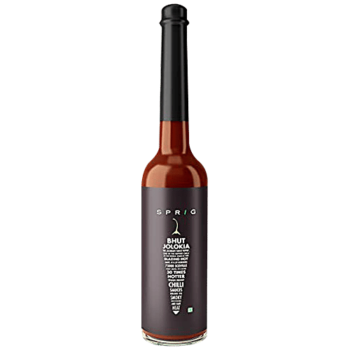 Sprig Bhut Jolokia Sauce - Made From Ghost Peppers, Used As Condiment, Marinade or Dip, 120 g  No Trans Fat