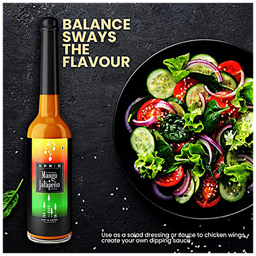 Sprig Hot Chilli Pepper Sweet Sauce - Alphonso Mango & Jalapeno, For Salads, Dips, 110 g Does Not Contain Any Added Synthetic Flavours or Colours