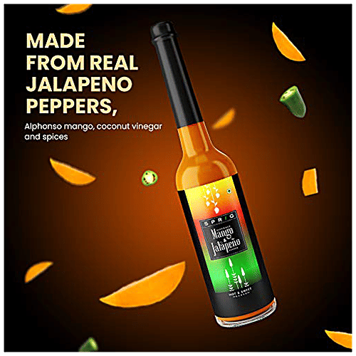 Sprig Hot Chilli Pepper Sweet Sauce - Alphonso Mango & Jalapeno, For Salads, Dips, 110 g Does Not Contain Any Added Synthetic Flavours or Colours