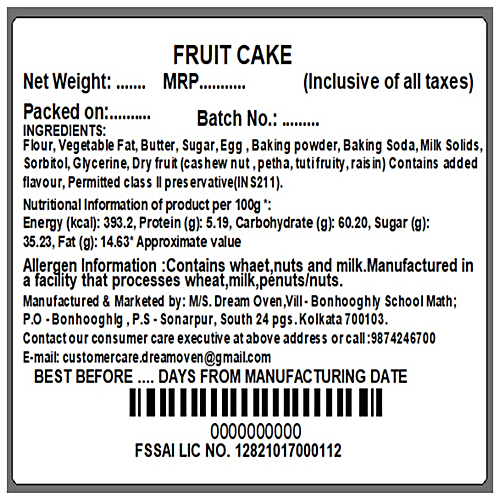 Dream Oven Cake Mania Cake - Fruit, 200 g  
