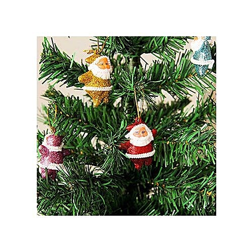Unique Arts & Interiors Christmas Decoration - Multicolored Glitter Santa Claus, 6 pcs  