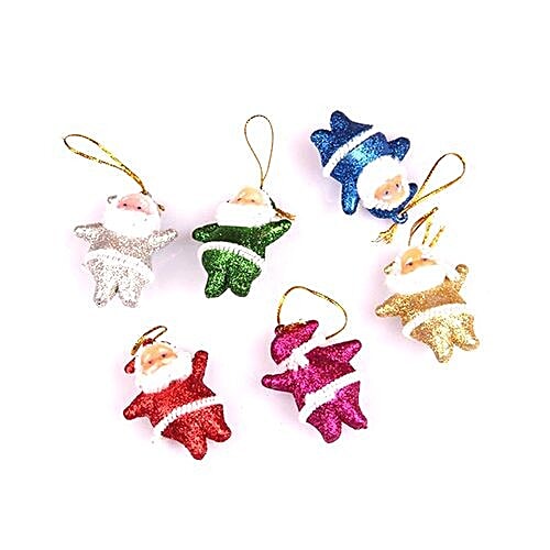 Unique Arts & Interiors Christmas Decoration - Multicolored Glitter Santa Claus, 6 pcs  