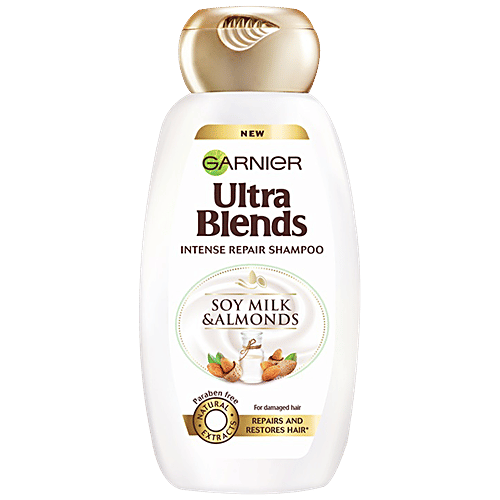 Garnier Ultra Blends Intense Repair Shampoo - Soy Milk & Almonds, For Damaged Hair, 175 ml Soy Milk & Almonds Paraben Free